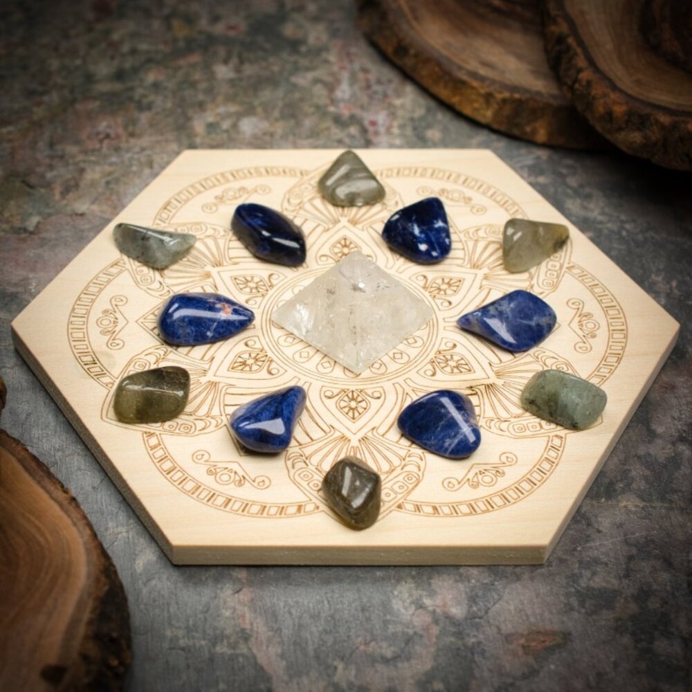 Enhance Intuition Mini Crystal Grid Set - Your choice of Wood Grid Board
